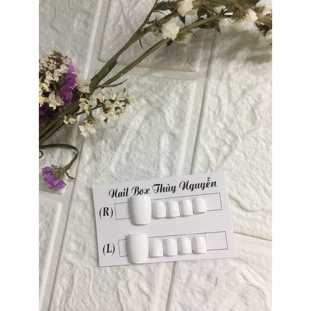 Nailbox móng úp chân màu trắng tinh kem keo dũa nail