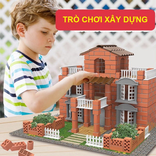 Đồ chơi lắp ráp xây nhà gạch mini mô phỏng như thật cho bé trai gái thử làm thợ xây tí hon, quà tặng sinh nhật cho bé