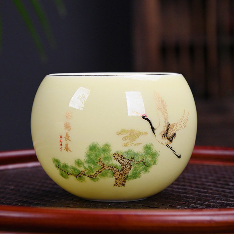 Chén Sứ Cảnh Đức Dùng Thưởng Trà, Sứ Trắng Tinh Khiết Vỏ Trứng Thấu Quang