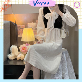 [ ORDERTB VR049] Váy len tăm mỏng cổ nơ nữ tính đi tiệc, đi chơi 2023