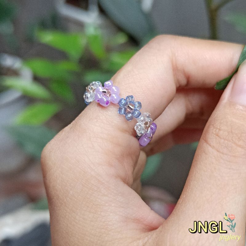Nhẫn hạt cườm kết hoa| beaded flower ring