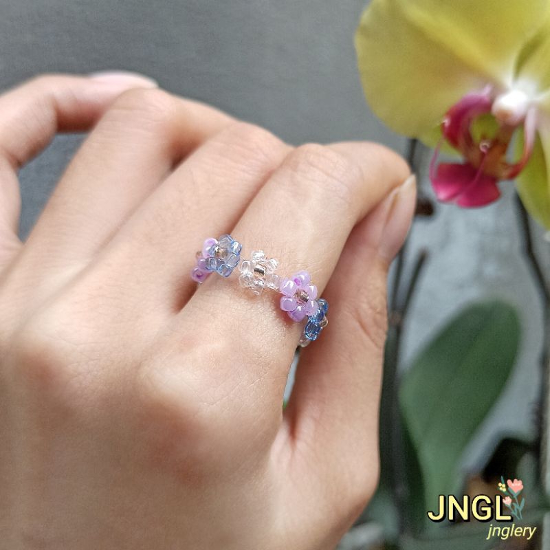 Nhẫn hạt cườm kết hoa| beaded flower ring