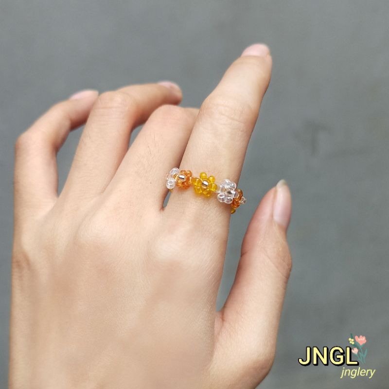Nhẫn hạt cườm kết hoa| beaded flower ring