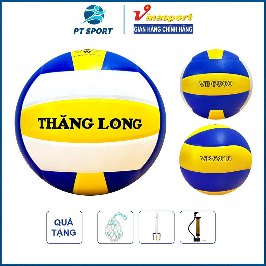 Bóng chuyền Thăng Long da Hàn Quốc VB6800, VB6810 chính hãng (tặng bơm tay mini, túi lưới, kim bơm) Banh chuyền Vinaspot