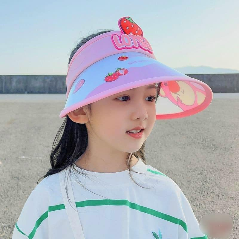 MŨ ĐI BIỂN NỬA ĐẦU GẤU DÂU XINH XẮN CUTE CHO BẠN GÁI VÀ TRẺ EM BÉ GÁI THỜI TRANG ĐI BIỂN MÀU SẮC NGẪU NHIÊN