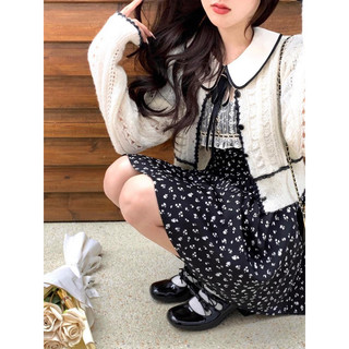 [ORDER] Váy đen chấm bi cổ bẻ thắt nơ (ảnh thật)