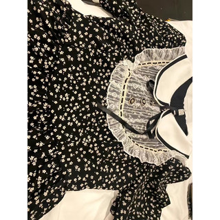 [ORDER] Váy đen chấm bi cổ bẻ thắt nơ (ảnh thật)