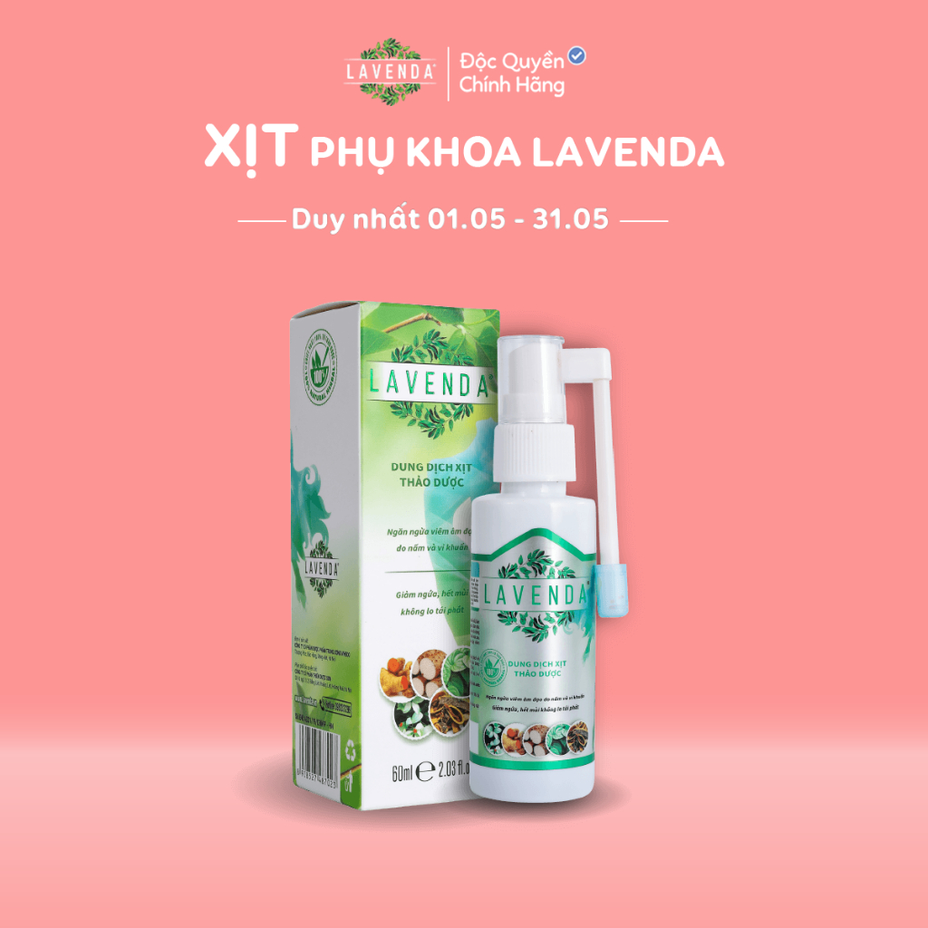 Dung dịch xịt thảo dược LAVENDA làm sạch vùng kín, xoá sổ khí hư huyết trắng nấm ngứa, khử mùi hôi 60ml