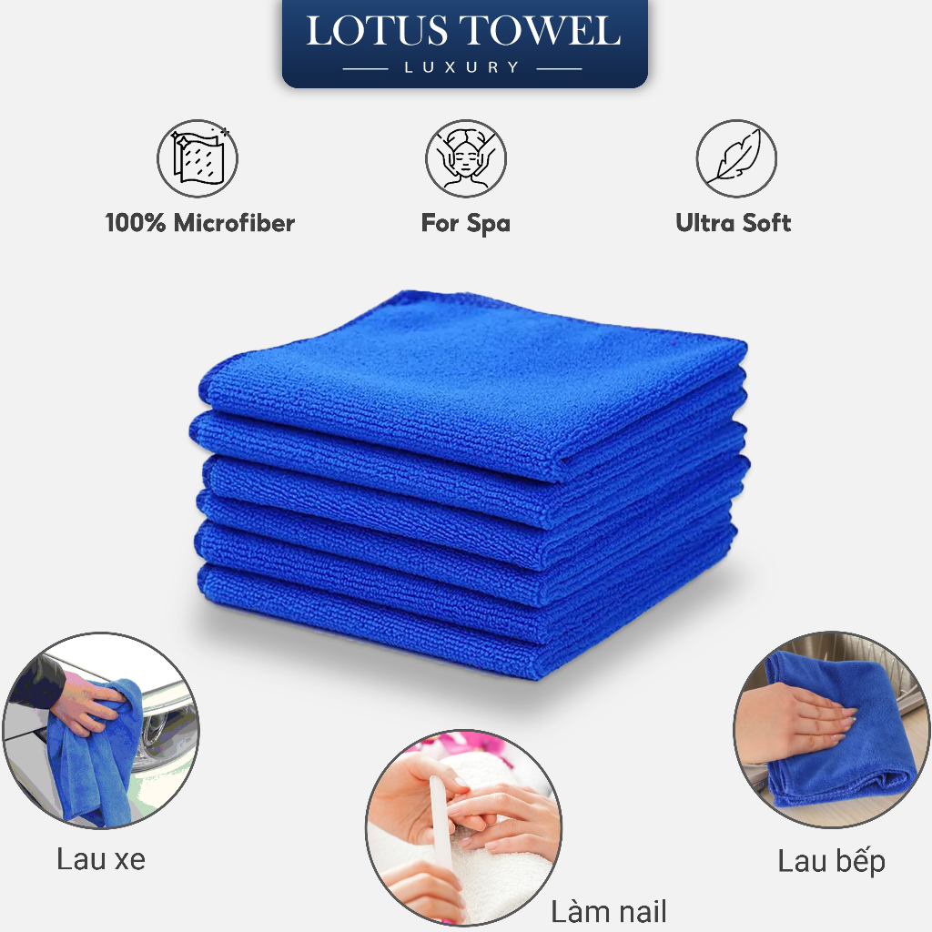 Khăn lau XE 30x30cm, 100% MICROFIBER, siêu mềm mịn, thấm hút, dày dặn - LOTUSTOWEL
