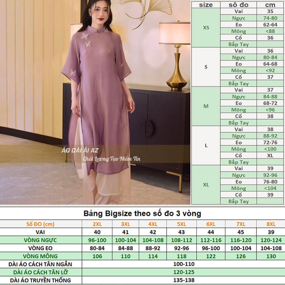 BigSize Áo Dài Cách Tân Nữ Dáng Suông Thủ Công LT12