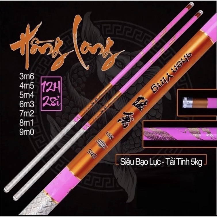 Cần Câu Tay Hồng Long Bản Hồng, Xanh (tặng ngọn phụ) cần câu 12H CT28