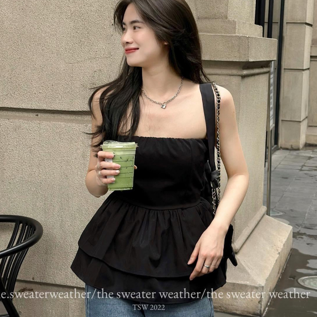 ( Ảnh thật ) Áo quây trơn peplum chun lưng myra - Ao3372