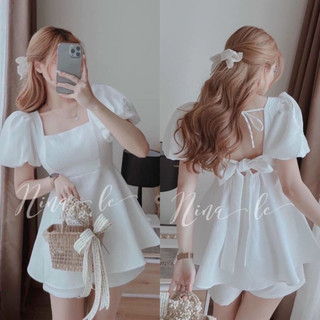 Set babydoll tiểu thư nữ, set quần đùi ngắn, áo kiểu tay phồng cổ vuông, set bộ tiểu thư áo kiểu M410 - Yado
