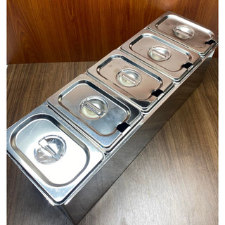 Bộ 5 khay inox 1/9 có khay để đá 15cm
