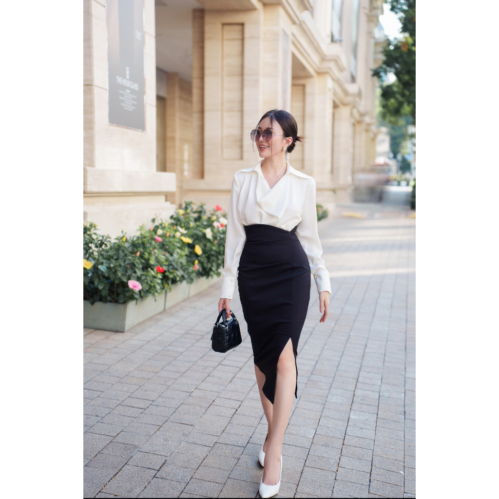 VELLE DESIGN Chân váy ôm bút chì công sở Dona chất vải cotton hàn dày dặn, kiểu dáng lạ mắt