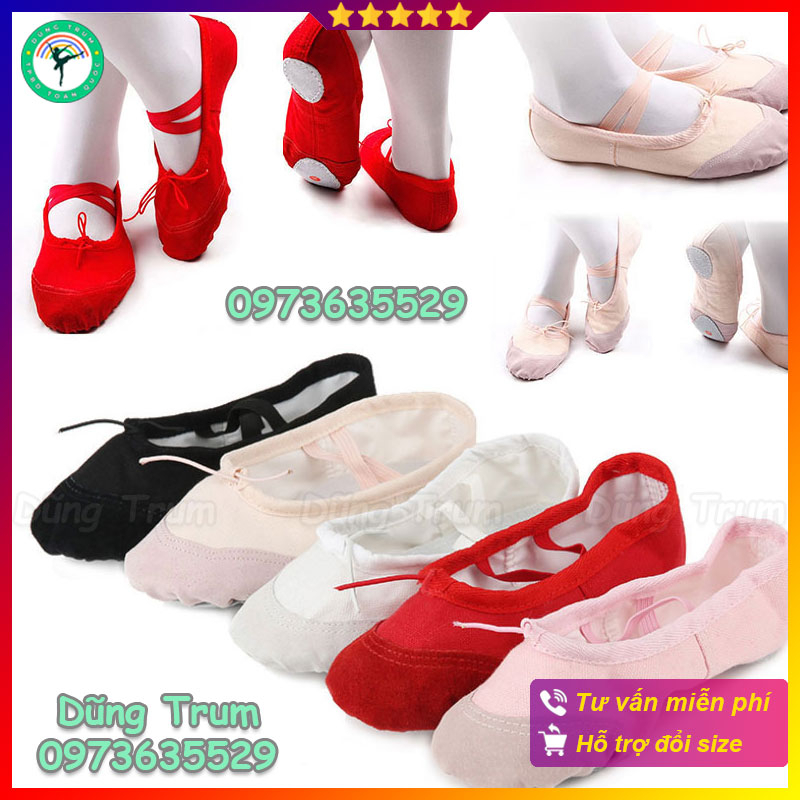 Giày múa bale bọc mũi da lộn chuẩn đẹp (Size 34 -> 44)