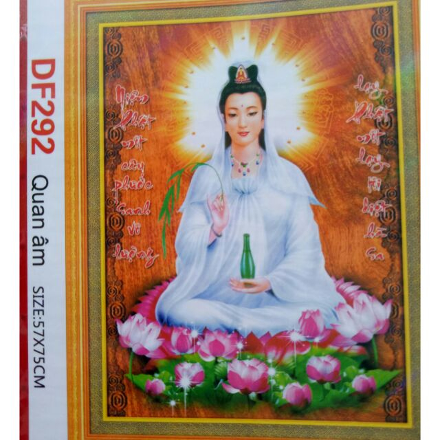 Tranh thêu chữ thập phật bà quan thế âm bồ tát AL53487