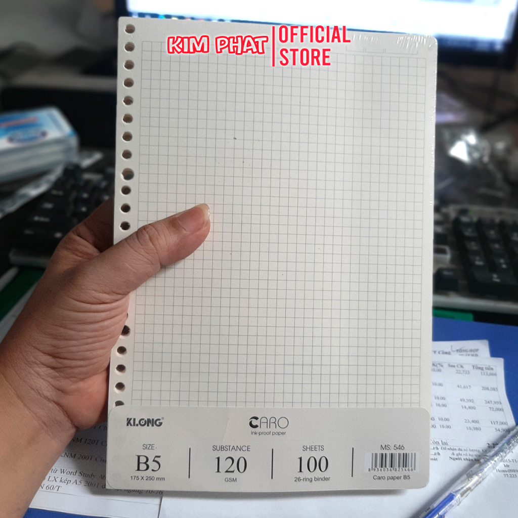 Ruột sổ còng B5 CARO 5x5 KLONG 546 - Định lượng 120gsm - 200 trang