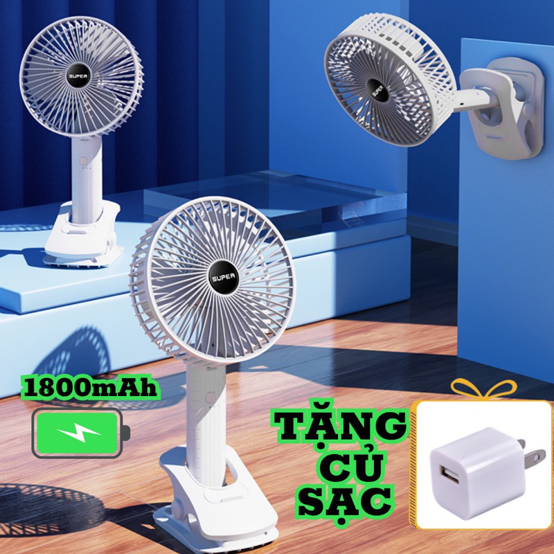 Quạt Mini Để Bàn 1800mAh 3Tốc Độ Gió, Quạt MiMi USB, Quạt Điện Cầm Tay, Quạt Tích Điện Gấp Gọn, Quạt Để Bàn Văn Phòng