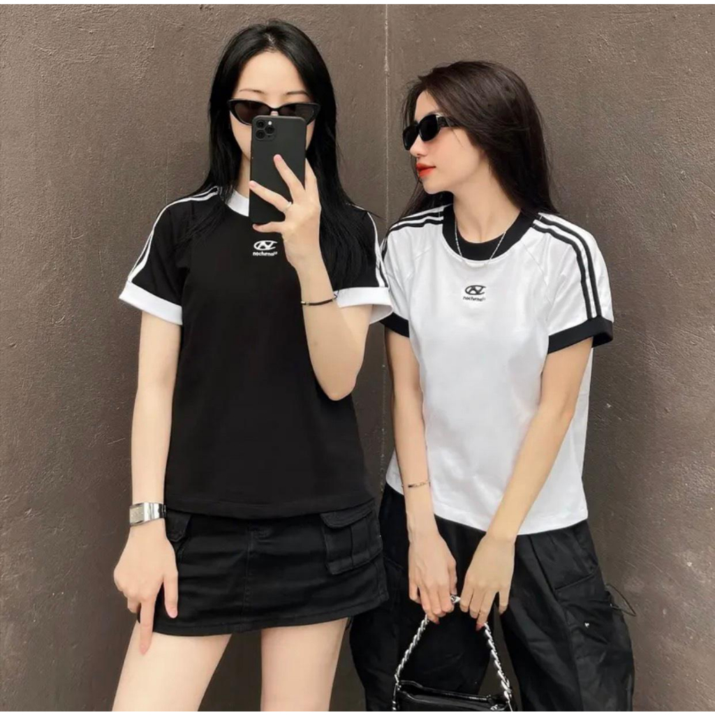 Áo baby tee chữ N 2 màu trắng đen dành cho nữ cực xinh xưởng sỉ nguyễn hoa