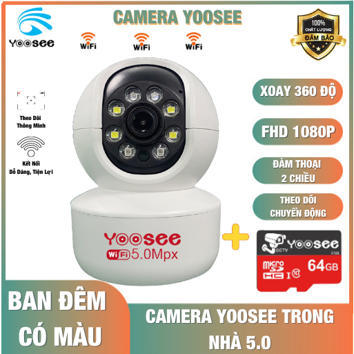 Camera Yoosee Xoay 360 Ban đêm có màu mẫu mới 2023 - thiết kế gọn gàng - không anten bắt sóng tốt - bảo hành 12 tháng