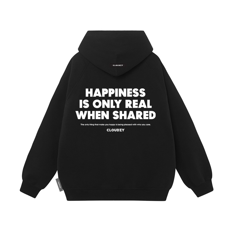 Áo hoodie local brand nam nữ unisex cặp đôi nỉ ngoại cotton form rộng có mũ xám đen dày cute zip CLOUDZY HAPPINESS