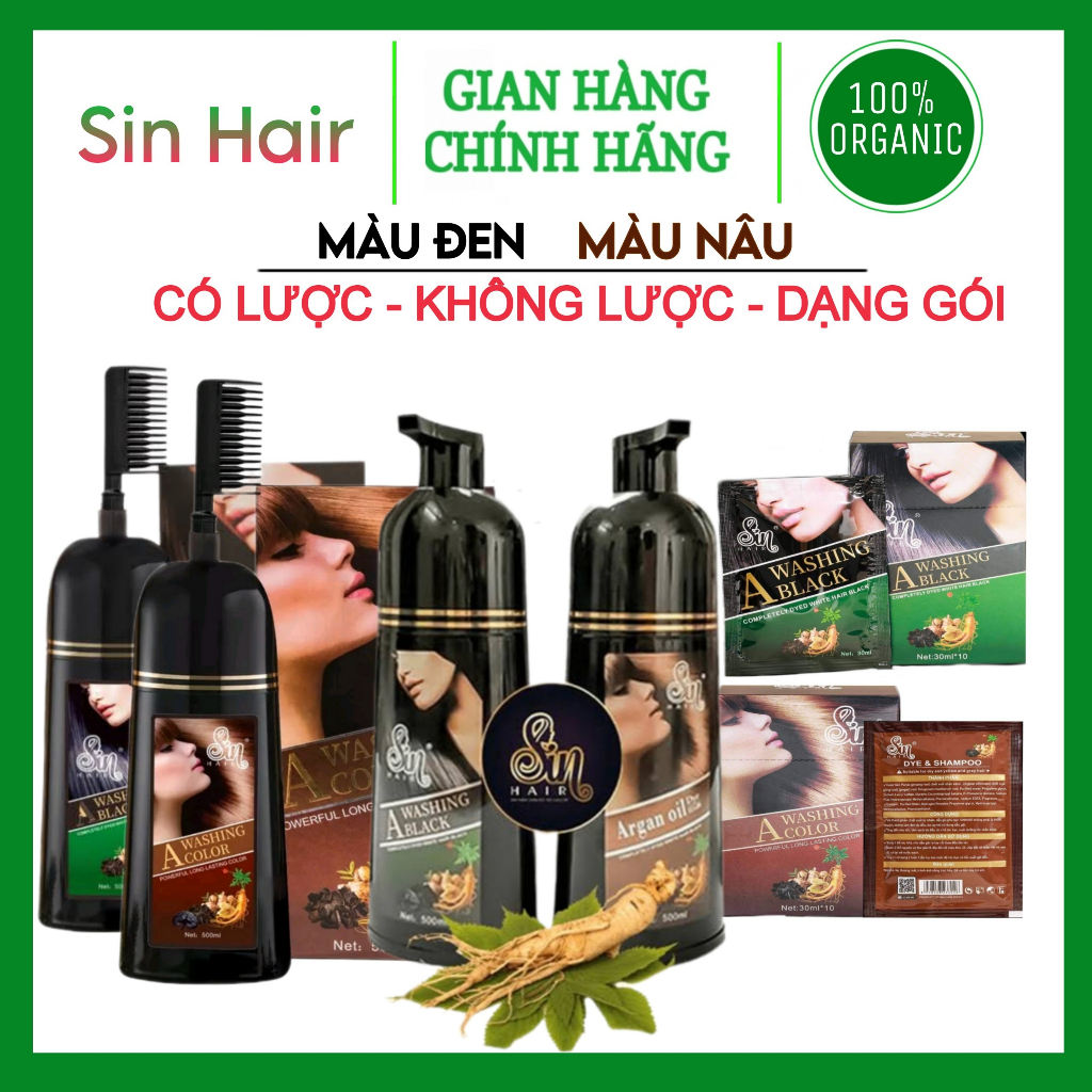 [Hỏa tốc HCM] Dầu gội phủ bạc nhuộm tóc Nhật Bản Sin Hair - Cam kết chính hãng