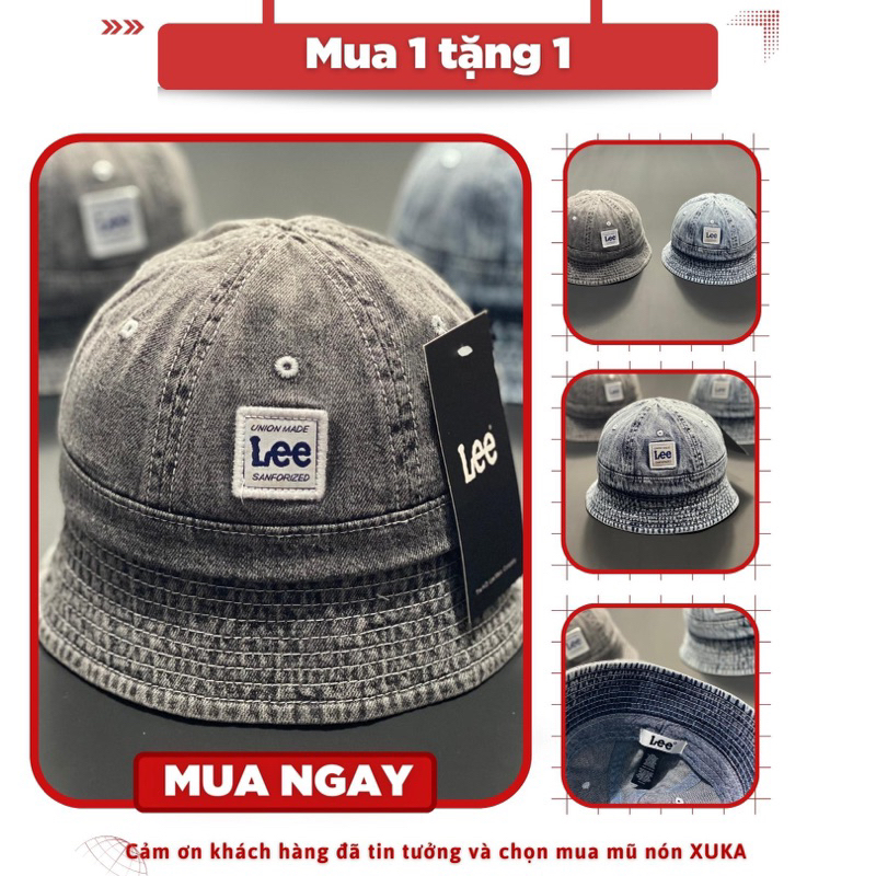 Mũ nón vành 6 múi / bucket chữ Lee chất jean nhẹ fomr 54-56cm đội đẹp VNXK update màu mới