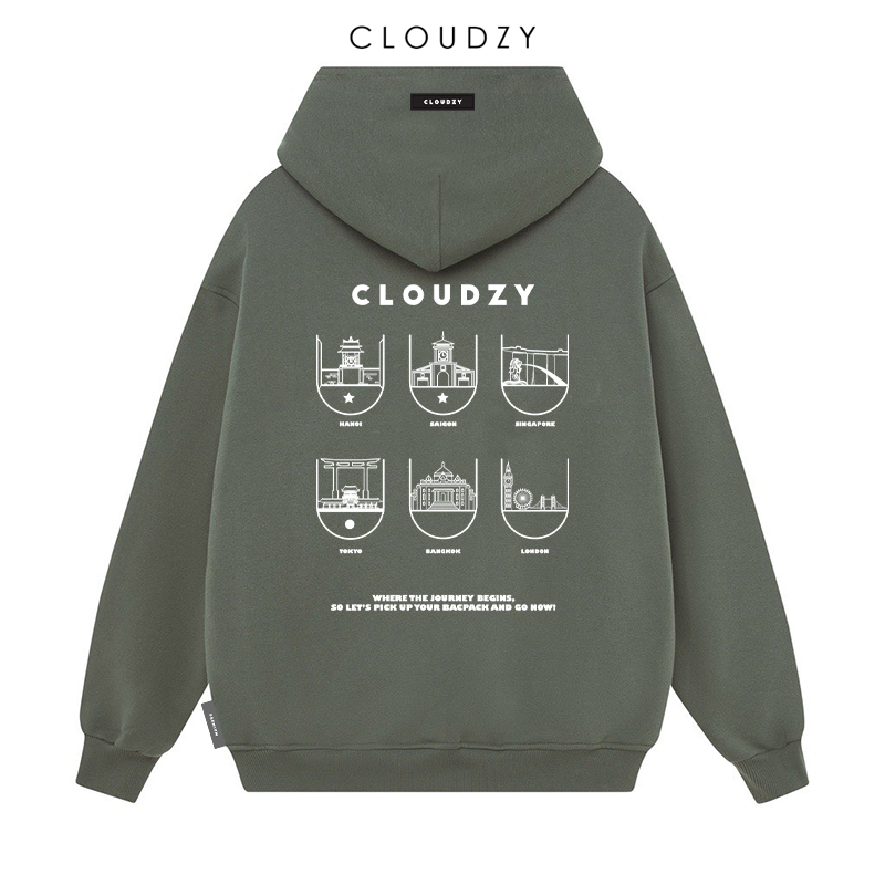 Áo hoodie nam nữ local brand unisex cặp đôi nỉ ngoại cotton form rộng có mũ xám đen dày cute zip oversize CLOUDZY NATION