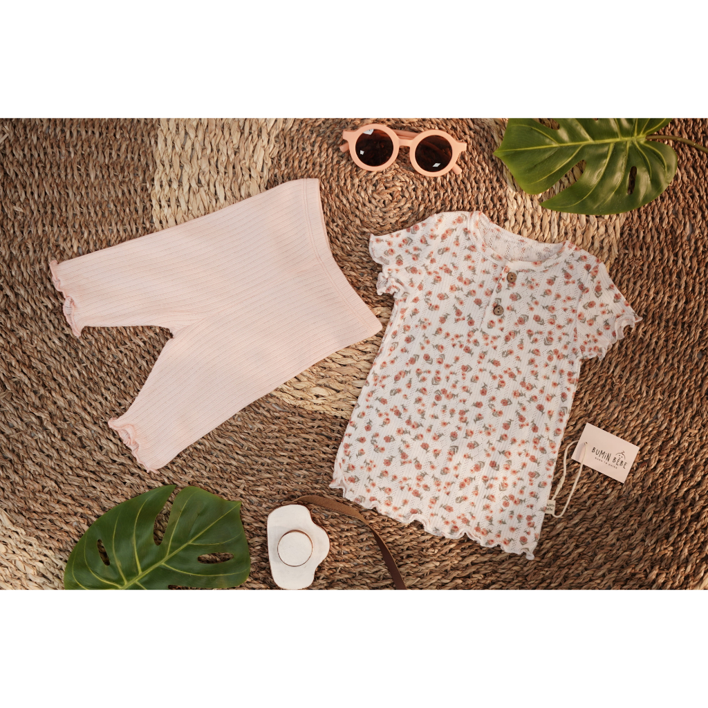 Set Áo Quần Mùa Hè CHo Bé Gái Hoa Cam Vải Cotton Thông Hơi THoáng Mát , CHo Bé Gái 1 Đến 24 Tháng , 4 Đến 13kg