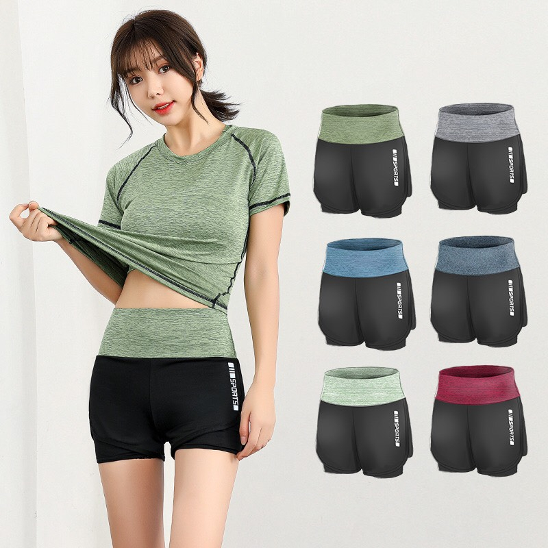 Quần short tập gym nữ, Quần short 2 lớp phong cách trẻ trung