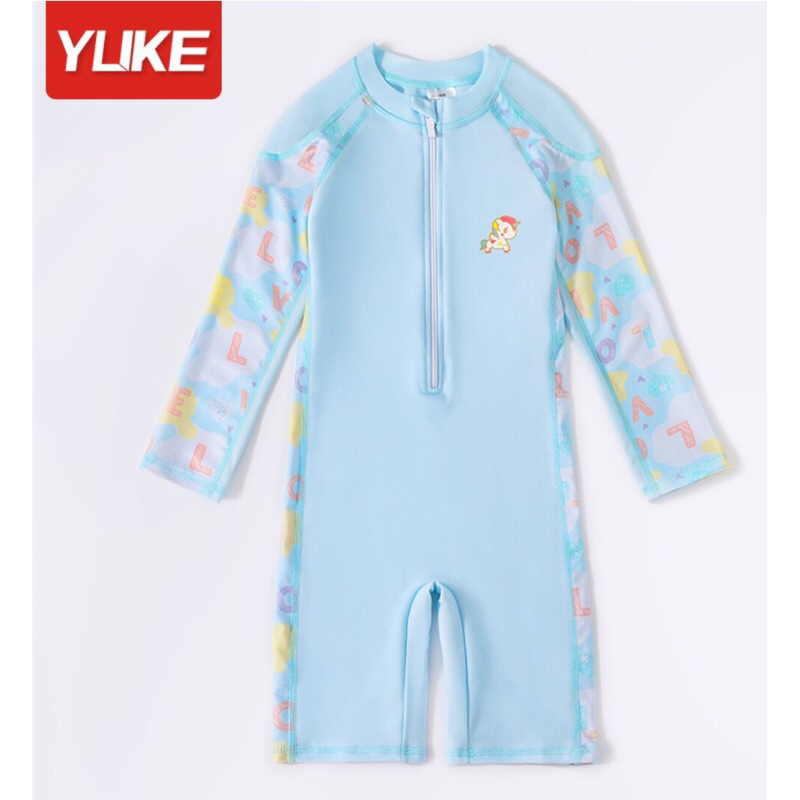 Đồ bơi liền thân dài tay ngắn chân YY2258-2 cho bé gái dễ thương in hình khủng long Dino,pony, mẫu mới 2023