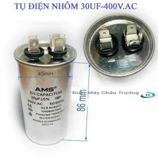 Tụ điện 30uf-25uf vỏ nhôm trắng - tụ điều hòa 30uf - tụ nhôm 30 uf 400v.ac