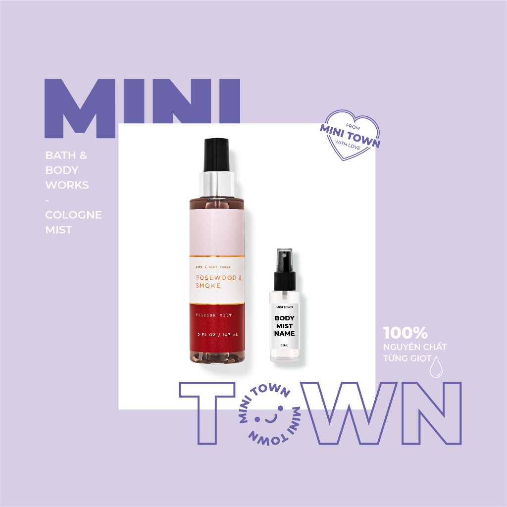 ROSEWOOD & SMOKE  - Mẫu Thử Xịt Thơm Lưu Hương Toàn Thân Bath & Body Works Cologne Mist