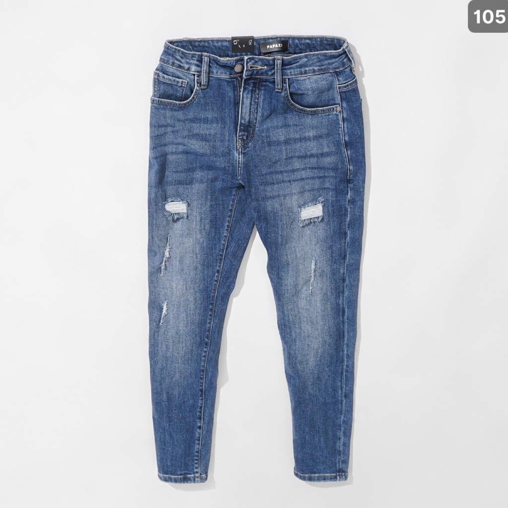 𝐐𝐮𝐚̂̀𝐧 𝐉𝐞𝐚𝐧𝐬 dài Rách, gam màu xanh đậm, năng động trẻ trung, co giãn dễ phối đồ, phong cách 2021 - PAPAZI
