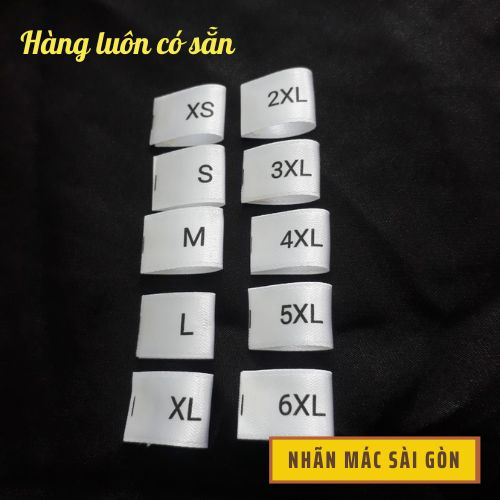 50 cái Mác size Satin hàng có sẵn- xưởng nhãn mác