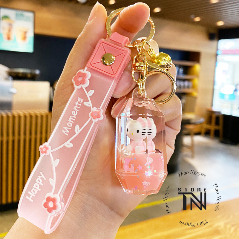 Móc khóa acrylic hình ly trà sữa, cây kem, ngôi sao, cây kẹo con mèo bên trong, móc treo túi xách balo