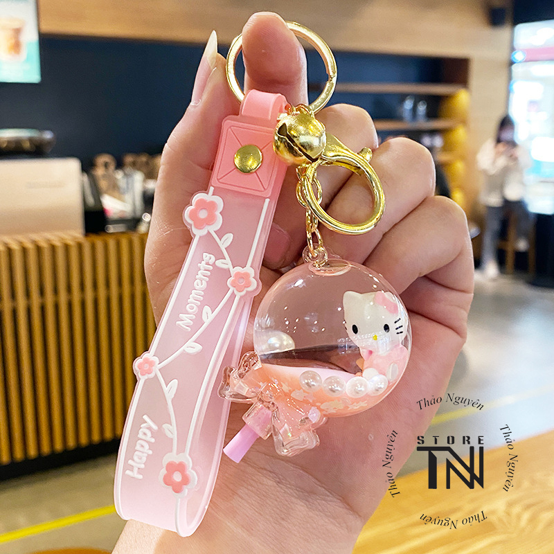 Móc khóa acrylic hình ly trà sữa, cây kem, ngôi sao, cây kẹo con mèo bên trong, móc treo túi xách balo