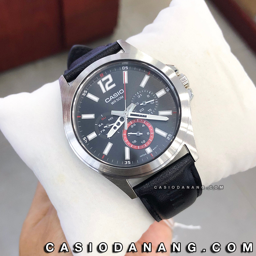 Đồng hồ nam dây da Casio Standard chính hãng Anh Khuê MTP-E350L-1BVDF (40mm)