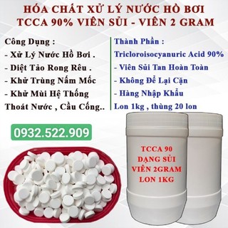 1kg TCCA 90 Tcca viên sủi 2gram Xử Lý Nước, Hồ Bơi, Nước Sinh Hoạt, Tẩy Rong Rêu