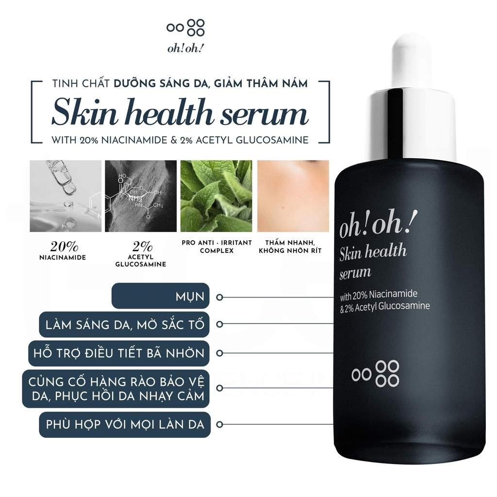 Serum Niacinamide 20% Oh! Oh! Skin Health dưỡng sáng da, giảm thâm nám, thu nhỏ lỗ chân lông 10ml OhOh Oh Oh