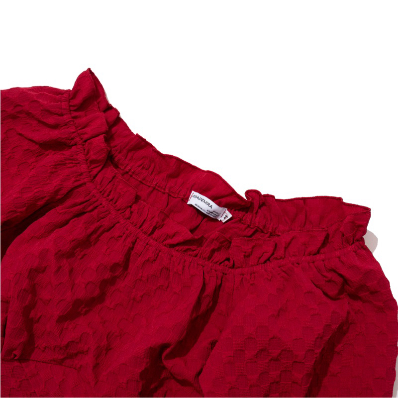 Áo Kiểu MIRABOZZI Sexy Line Cột Dây Màu Đỏ Đậm