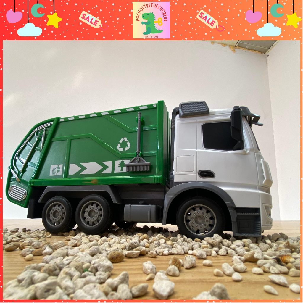 Xe ô tô chở rác, mô hình xe rác điều khiển từ xa, đồ chơi xe điều khiển cho bé