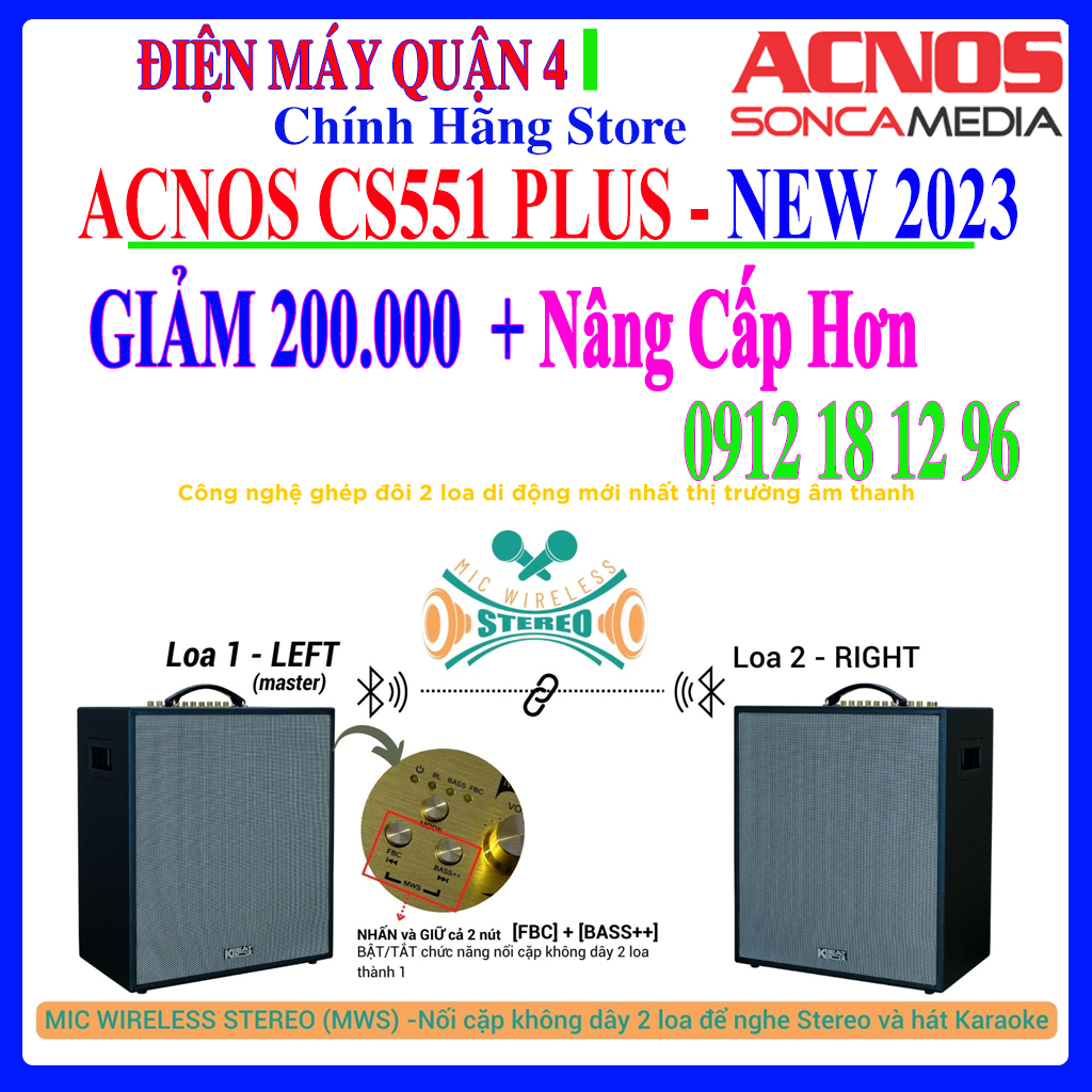 Dàn Âm Thanh Di Động ACNOS CS551 PLUS / ACNOS CS551 - Hàng chính hãng - Mới 100%