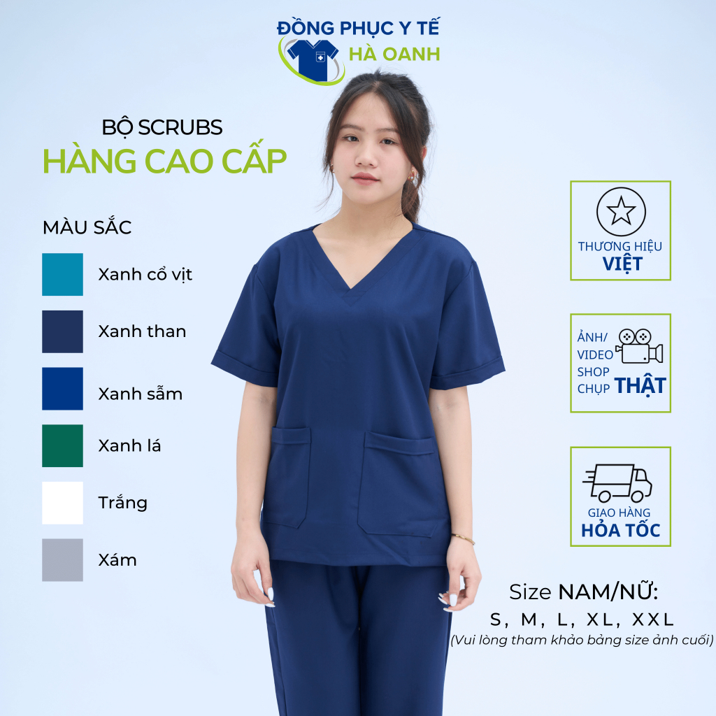 Bộ Scrubs bác sĩ, quần áo đồng phục Spa nữ, đồ y tế, quần áo phẫu thuật, phòng mổ, đồng phục phòng khám Nam Nữ