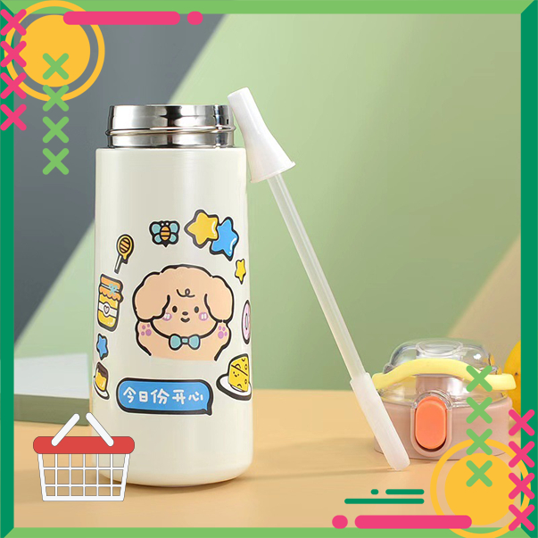 Bình Giữ Nhiệt Sticker GẤU 500ML, Bình Nước Cute Cho Bé Lights Decor 1977