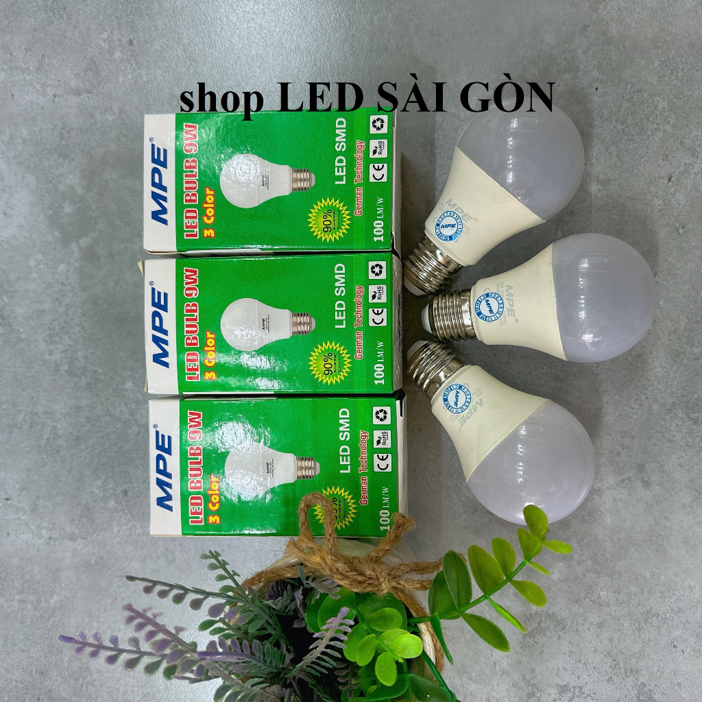 Bóng đèn LED đổi 3 màu  7w, 9w cao cấp Bóng Đèn LED Bulb đổi 3 Màu 9W MPE