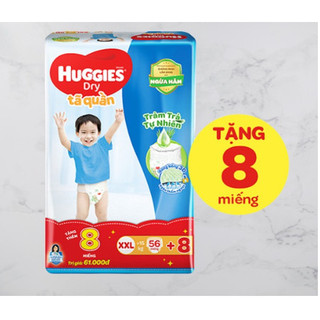 TÃ Quần/Dán Huggies Tràm Trà Tự Nhiên Dry M76/L68/XL60/XXL54 + Tặng 8 miếng