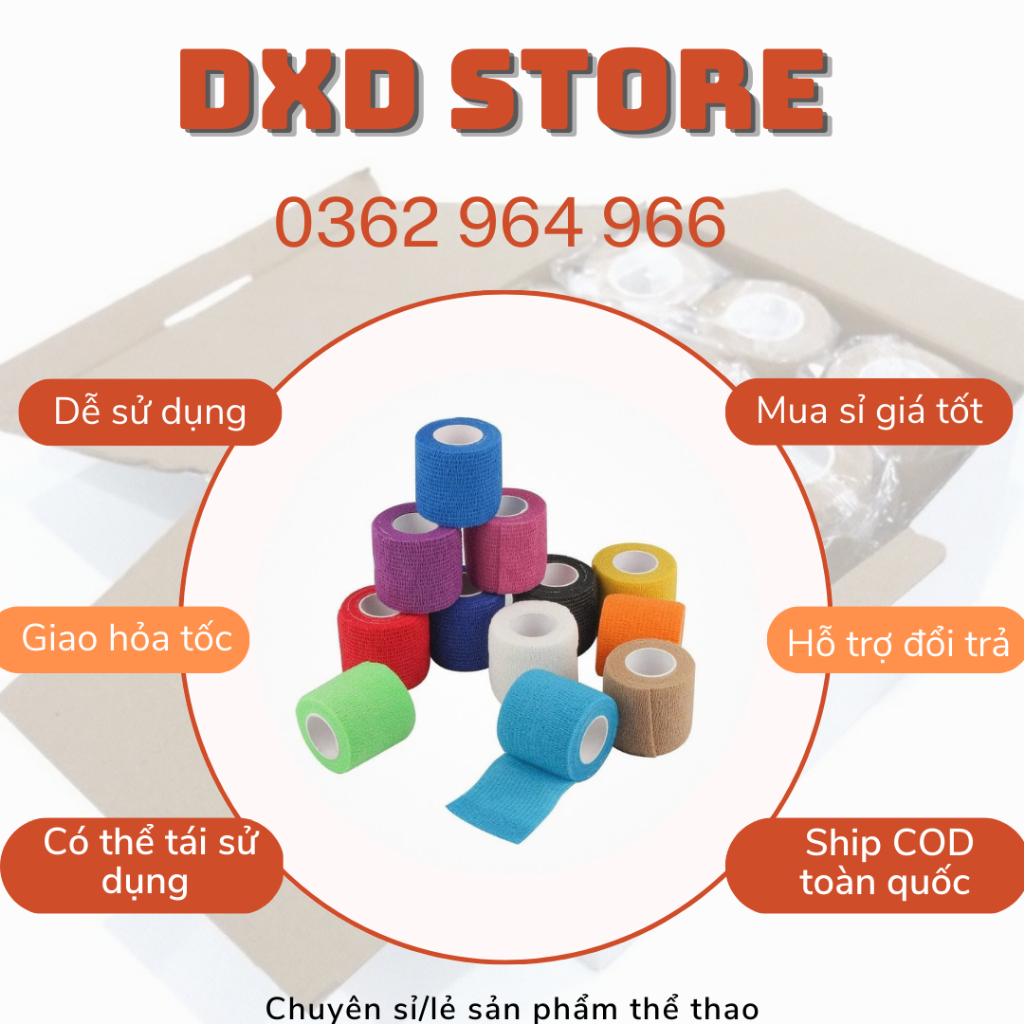 Băng cuốn thể thao cao su non hộp 24 cuộn, Bảo vệ cổ chân, khớp gối chống chấn thương.