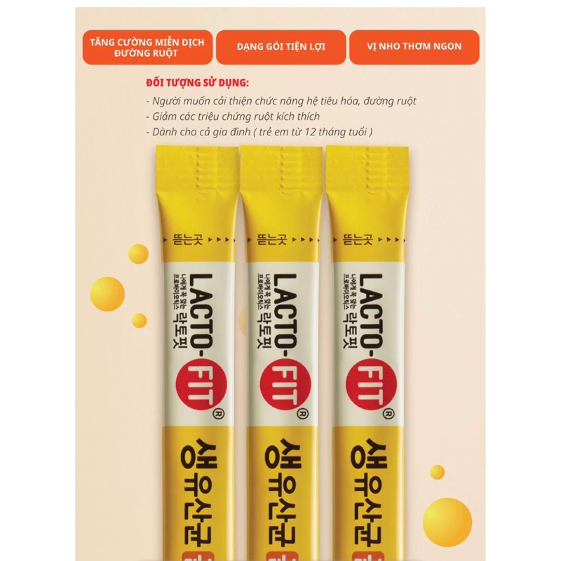 10 Gói Men Vi Sinh LACTO-FIT GOLD Bổ Sung Lợi Khuẩn Cải Thiện Đường Ruột Khỏe Mạnh